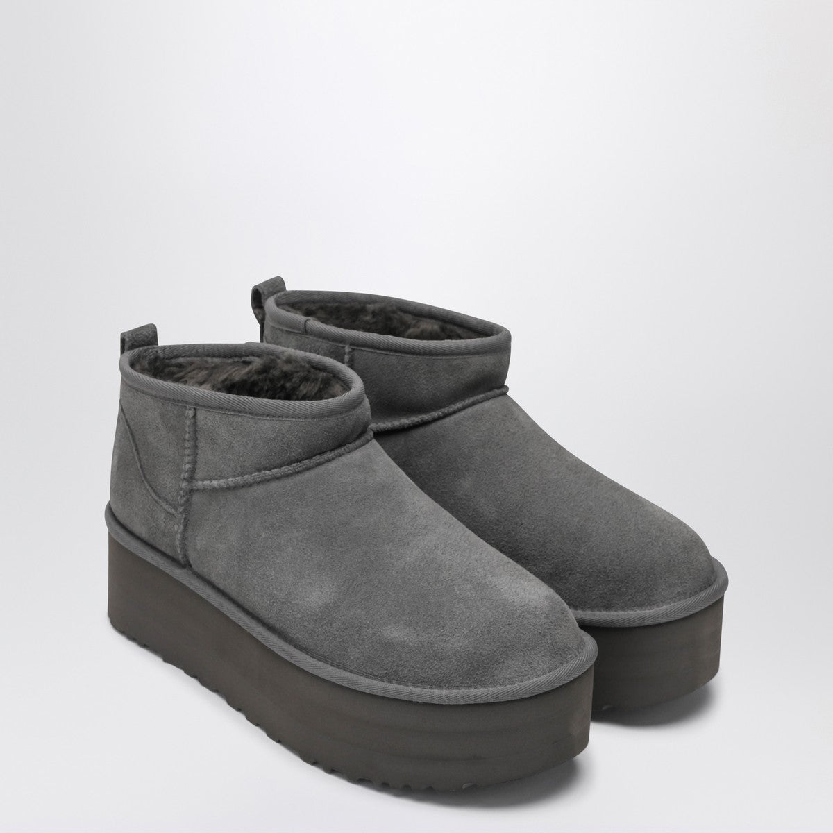 UGG Classic Ultra Mini grey boot with platform